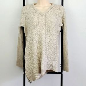 Athleta Chunky Wool Cashmere Sweater Size XXS Women V Neck Oversized Long Sleeve